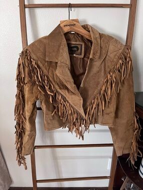 Foxrun Tan Suede Fringe Cropped Jacket